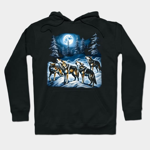 Howling wolf pack fanatsy art Hoodie by Ravenglow
